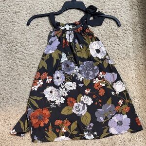 LOFT Floral Print Tank Top - Black, Purple, Orange